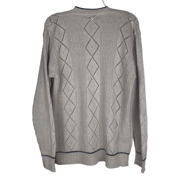 Carroll Reed Vintage Sweater V-Neck Open Knit Linen Cotton Blend Tan Size Medium - Picture 5 of 8